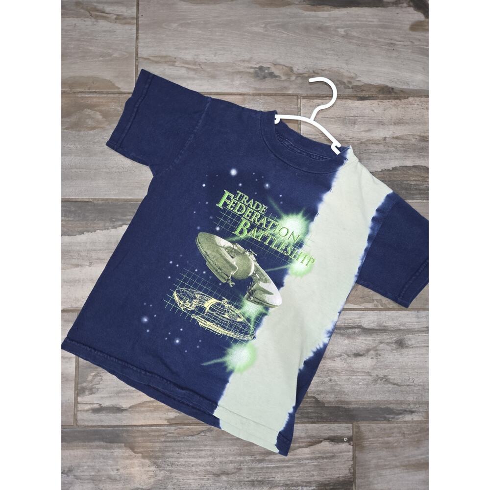 Vintage 90s Star Wars Trade Federation Battleship Tie-Dye Graphic Tee Kids L (7)